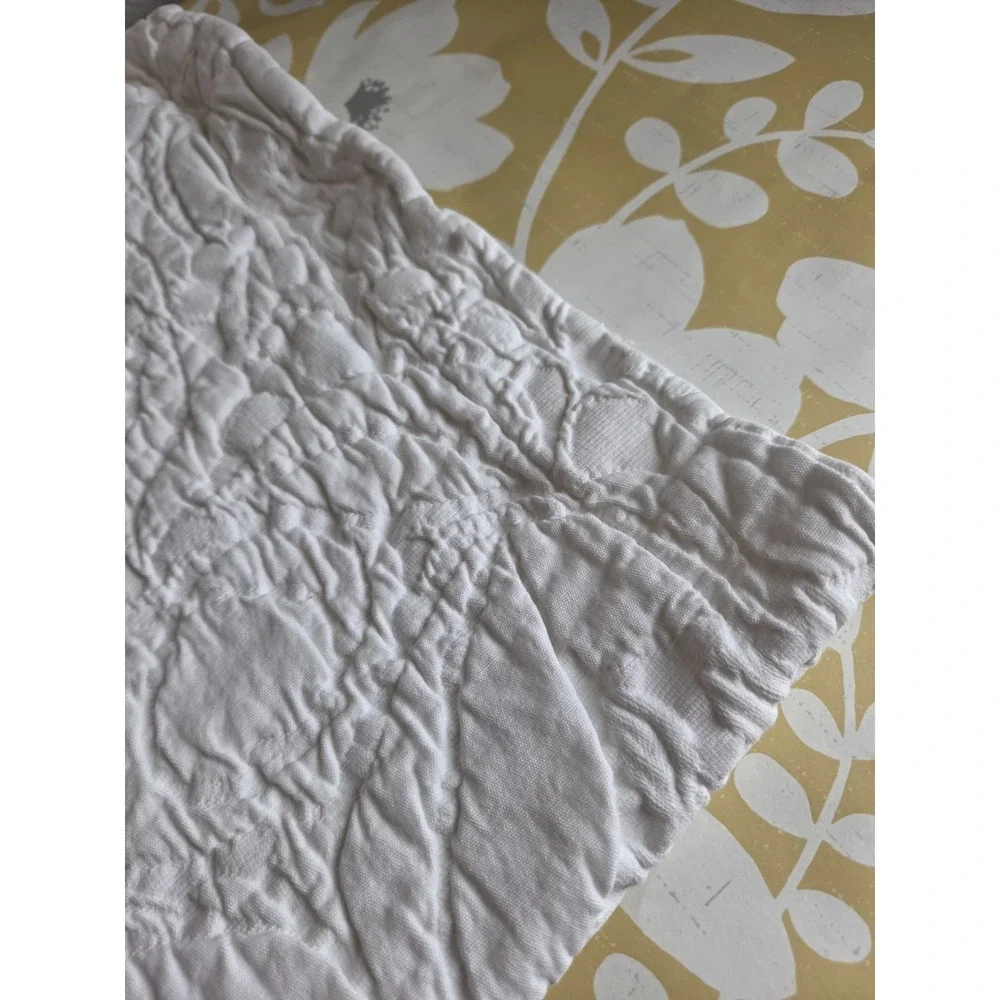 Potterybarn Belgain Flax Linen 1 euro Floral Stitch Quilted sham 26x26